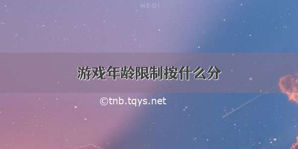 游戏年龄限制按什么分