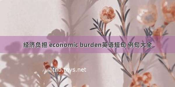 经济负担 economic burden英语短句 例句大全