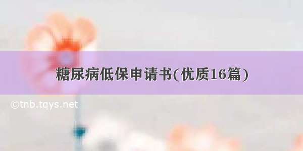 糖尿病低保申请书(优质16篇)