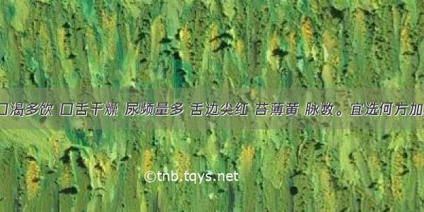 糖尿病 口渴多饮 口舌干燥 尿频量多 舌边尖红 苔薄黄 脉数。宜选何方加减治疗A.