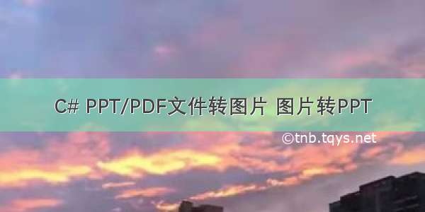 C# PPT/PDF文件转图片 图片转PPT