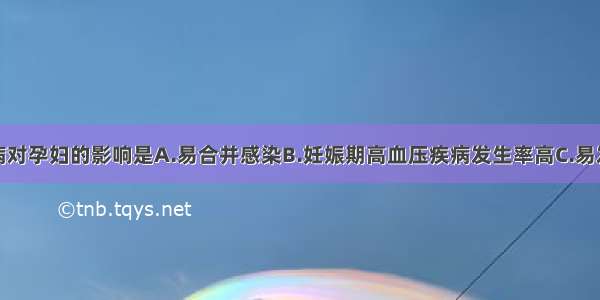 妊娠期糖尿病对孕妇的影响是A.易合并感染B.妊娠期高血压疾病发生率高C.易发生糖尿病酮