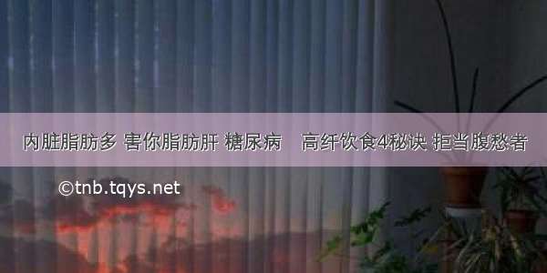 内脏脂肪多 害你脂肪肝 糖尿病〜高纤饮食4秘诀 拒当腹愁者