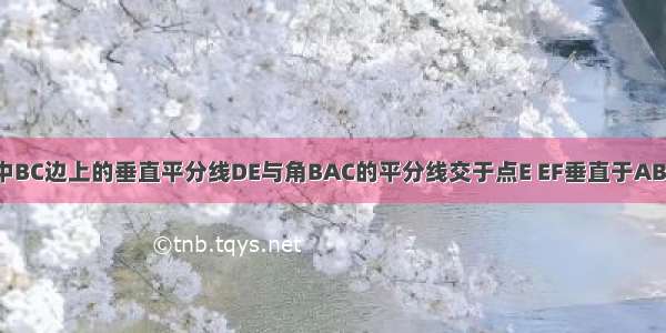 已知三角形ABC中BC边上的垂直平分线DE与角BAC的平分线交于点E EF垂直于AB的延长线交于点F