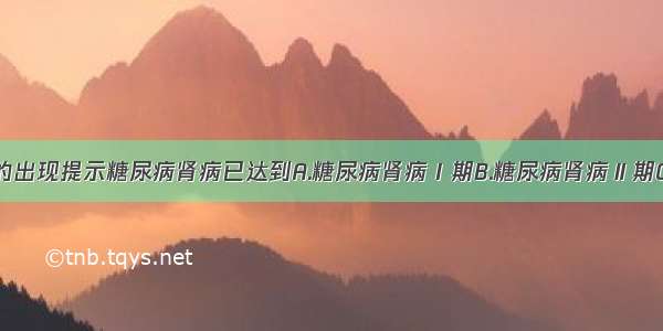 大量蛋白尿的出现提示糖尿病肾病已达到A.糖尿病肾病Ⅰ期B.糖尿病肾病Ⅱ期C.糖尿病肾病