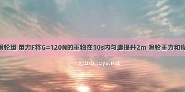 如图所示的滑轮组 用力F将G=120N的重物在10s内匀速提升2m 滑轮重力和摩擦不计 请你