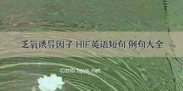 乏氧诱导因子 HIF英语短句 例句大全