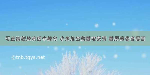 可直接脱掉米饭中糖分 小米推出脱糖电饭煲 糖尿病患者福音