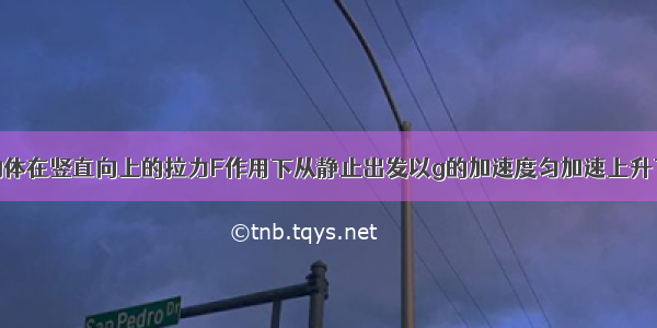 质量为m的物体在竖直向上的拉力F作用下从静止出发以g的加速度匀加速上升了h高度 则在