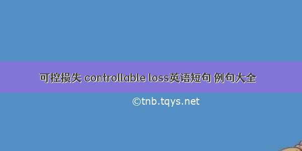 可控损失 controllable loss英语短句 例句大全