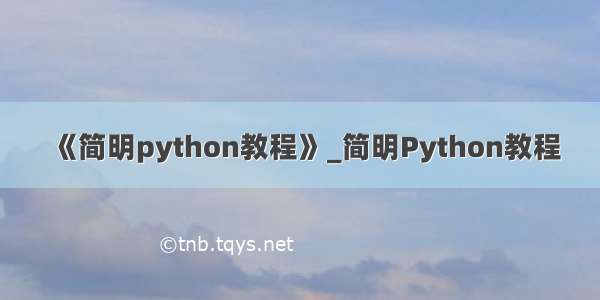 《简明python教程》_简明Python教程