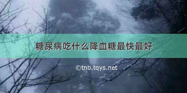 糖尿病吃什么降血糖最快最好