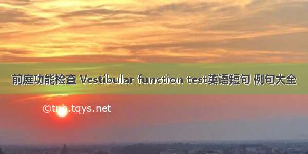 前庭功能检查 Vestibular function test英语短句 例句大全