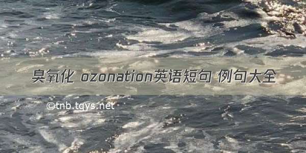 臭氧化 ozonation英语短句 例句大全