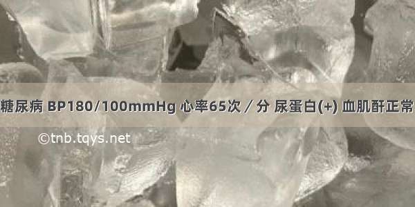 高血压合并糖尿病 BP180/100mmHg 心率65次／分 尿蛋白(+) 血肌酐正常 选用下列哪