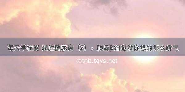 每天学技能 战胜糖尿病（2）：胰岛B细胞没你想的那么娇气