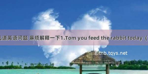 几道英语问题 麻烦解释一下1.Tom you feed the rabbit today  (  )