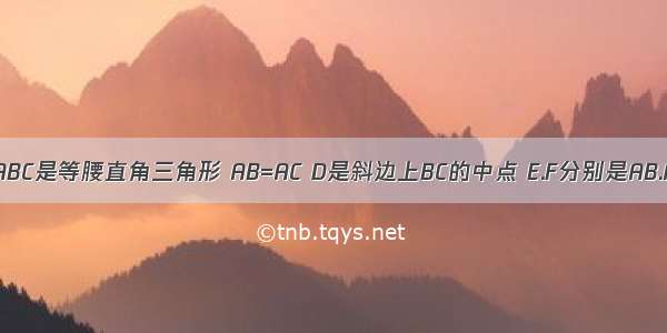 如图三角形ABC是等腰直角三角形 AB=AC D是斜边上BC的中点 E.F分别是AB.AC边上的点