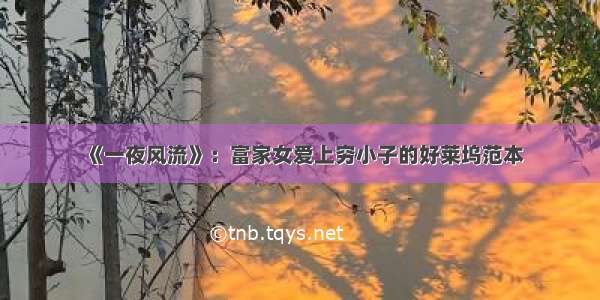 《一夜风流》：富家女爱上穷小子的好莱坞范本