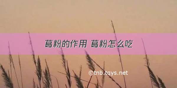 葛粉的作用 葛粉怎么吃