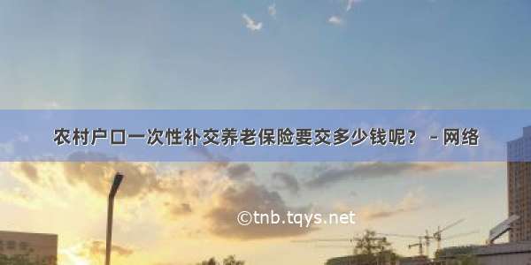 农村户口一次性补交养老保险要交多少钱呢？ – 网络