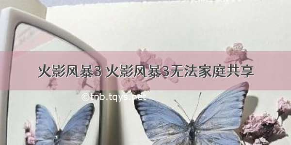 火影风暴3 火影风暴3无法家庭共享