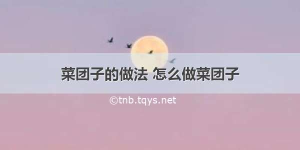 菜团子的做法 怎么做菜团子