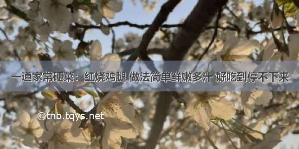 一道家常硬菜：红烧鸡腿 做法简单鲜嫩多汁 好吃到停不下来