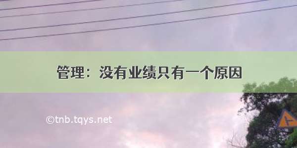 管理：没有业绩只有一个原因