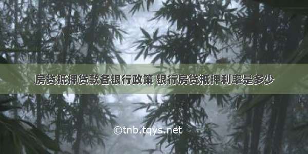 房贷抵押贷款各银行政策 银行房贷抵押利率是多少