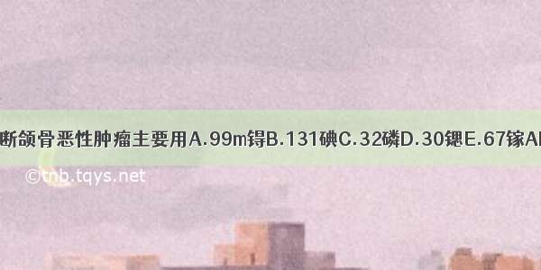 核素诊断颌骨恶性肿瘤主要用A.99m锝B.131碘C.32磷D.30锶E.67镓ABCDE