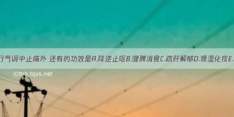 木香除行气调中止痛外 还有的功效是A.降逆止呕B.健脾消食C.疏肝解郁D.燥湿化痰E.温肾