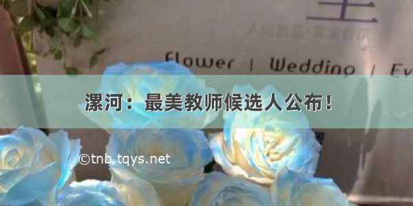 漯河：最美教师候选人公布！