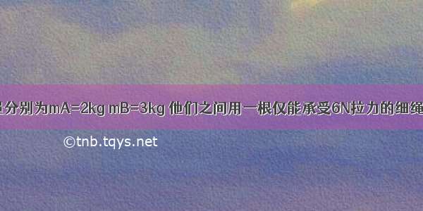 物体A与B的质量分别为mA=2kg mB=3kg 他们之间用一根仅能承受6N拉力的细绳相连 挂在光滑