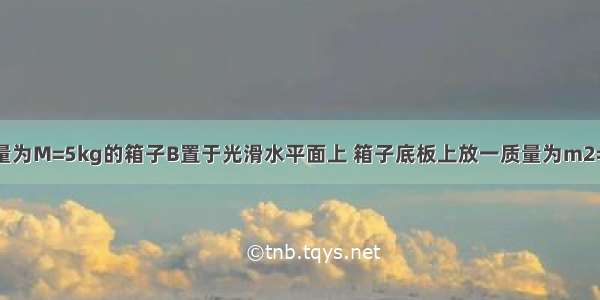 如图所示 质量为M=5kg的箱子B置于光滑水平面上 箱子底板上放一质量为m2=1kg的物体C