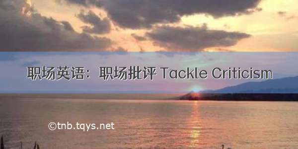 职场英语：职场批评 Tackle Criticism