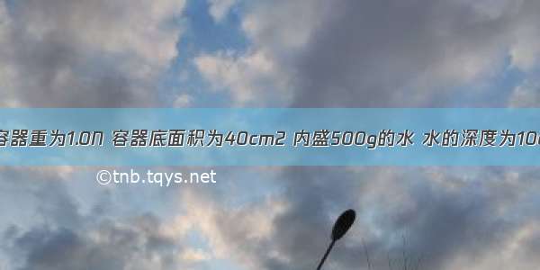 如图所示 容器重为1.0N 容器底面积为40cm2 内盛500g的水 水的深度为10cm 容器置