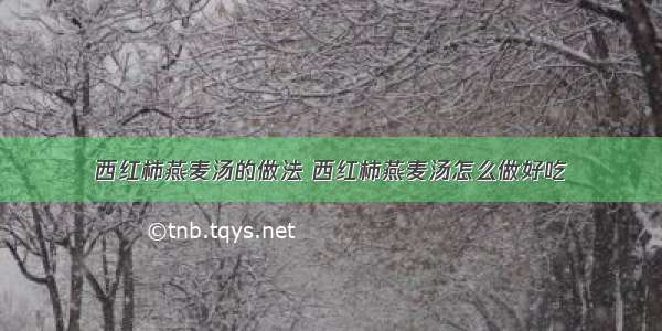 西红柿燕麦汤的做法 西红柿燕麦汤怎么做好吃