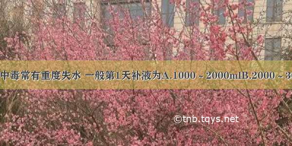 糖尿病酮症酸中毒常有重度失水 一般第1天补液为A.1000～2000mlB.2000～3000mlC.4000