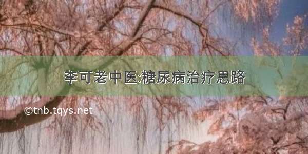 李可老中医:糖尿病治疗思路