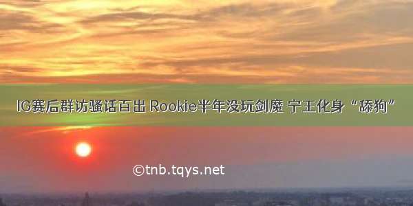 IG赛后群访骚话百出 Rookie半年没玩剑魔 宁王化身“舔狗”