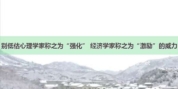 别低估心理学家称之为“强化” 经济学家称之为“激励”的威力