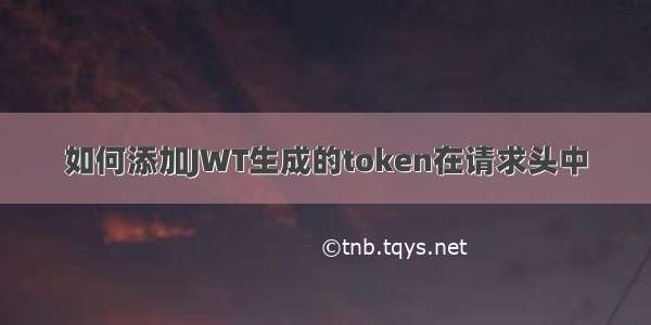 如何添加JWT生成的token在请求头中