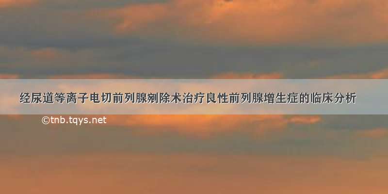 经尿道等离子电切前列腺剜除术治疗良性前列腺增生症的临床分析