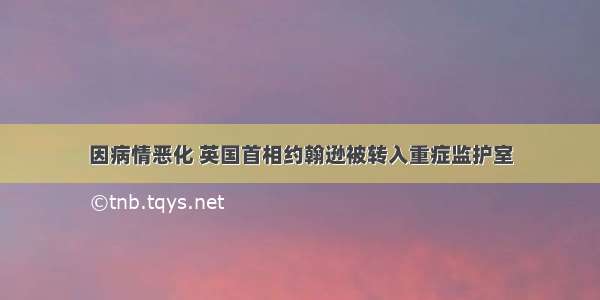 因病情恶化 英国首相约翰逊被转入重症监护室