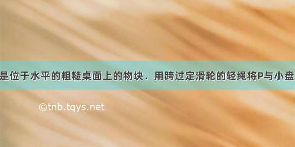 如图所示 P是位于水平的粗糙桌面上的物块．用跨过定滑轮的轻绳将P与小盘相连 小盘内