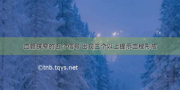 血管狭窄的五个信号 出现三个以上提示血栓形成