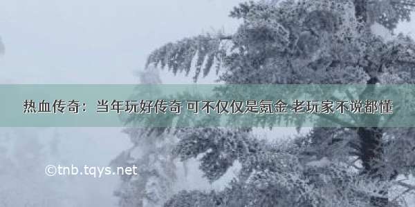 热血传奇：当年玩好传奇 可不仅仅是氪金 老玩家不说都懂