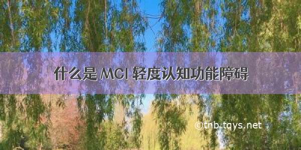 什么是 MCI 轻度认知功能障碍