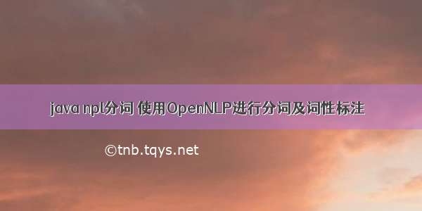 java npl分词 使用OpenNLP进行分词及词性标注